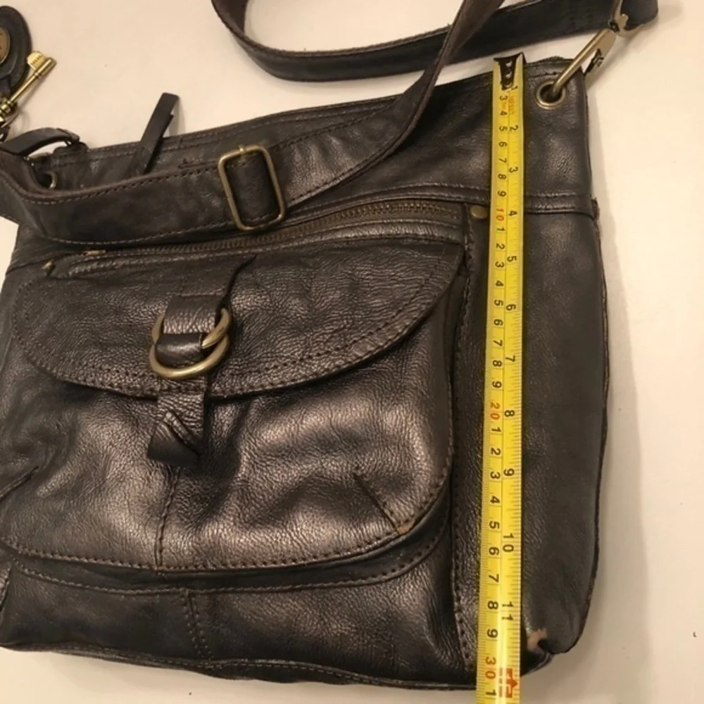 Fossil dark silver messenger bag